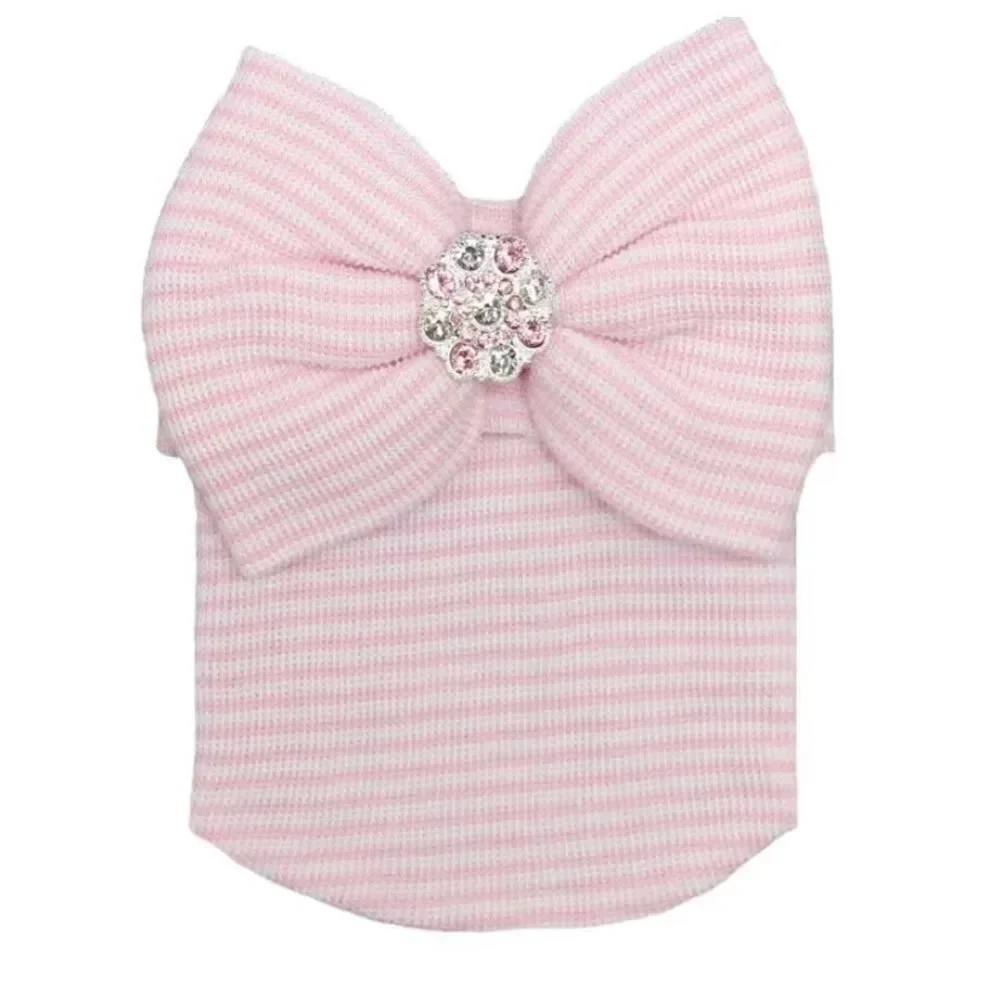 MiKoo New Newborn Bow and Rhinestone Jeweled Medallion Hospital Hat